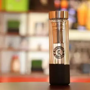Double Wall Glass Bottle with Sleeve- Black